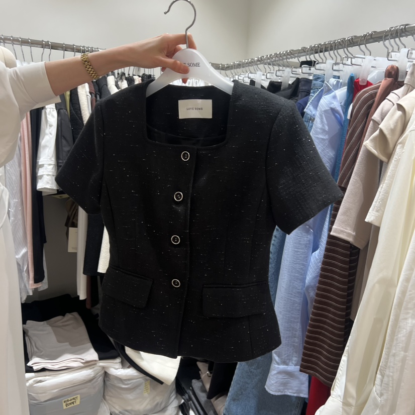 LOVE SOME韓國東大門代購女裝新品時尚人氣職業夾克粗花呢LOVE SOME夾克圖色1