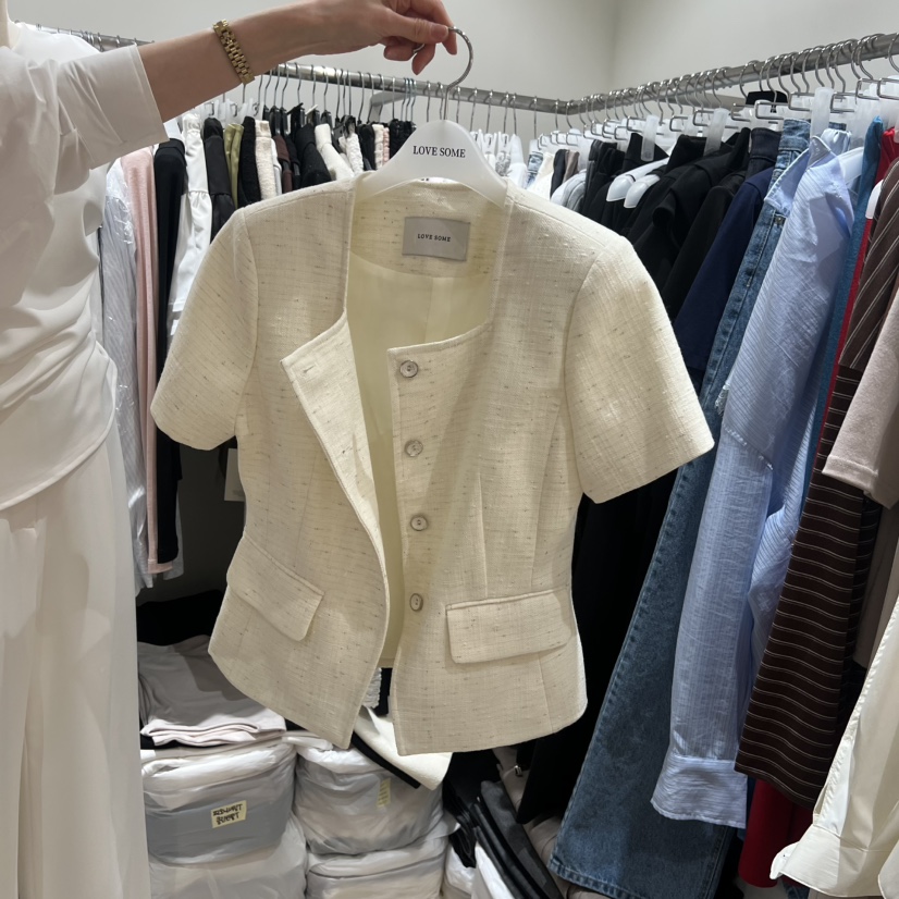 LOVE SOME韓國東大門代購女裝新品時尚人氣職業夾克粗花呢LOVE SOME夾克圖色2