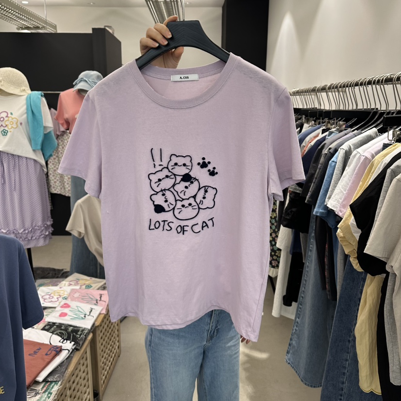 A.CES韓國東大門直郵女士新品人氣26春夏熱賣休閑推薦T恤A.CEST恤圖色1
