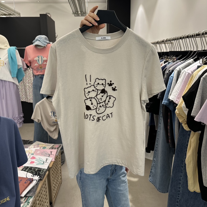 A.CES韓國東大門直郵女士新品人氣26春夏熱賣休閑推薦T恤A.CEST恤圖色2