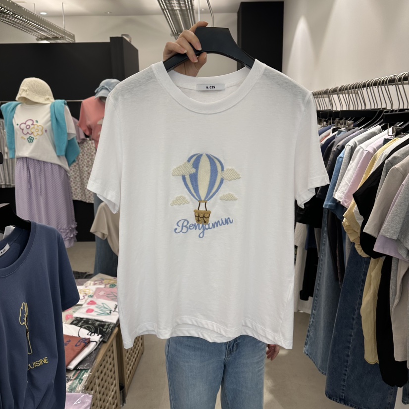A.CES韓國直郵實拍女士新品熱賣職業推薦26春夏人氣休閑T恤A.CEST恤圖色2