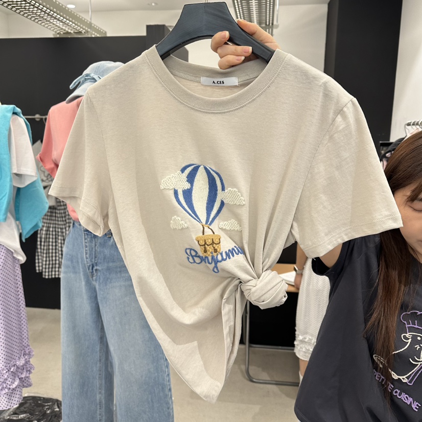 A.CES韓國直郵實拍女士新品熱賣職業推薦26春夏人氣休閑T恤A.CEST恤圖色3
