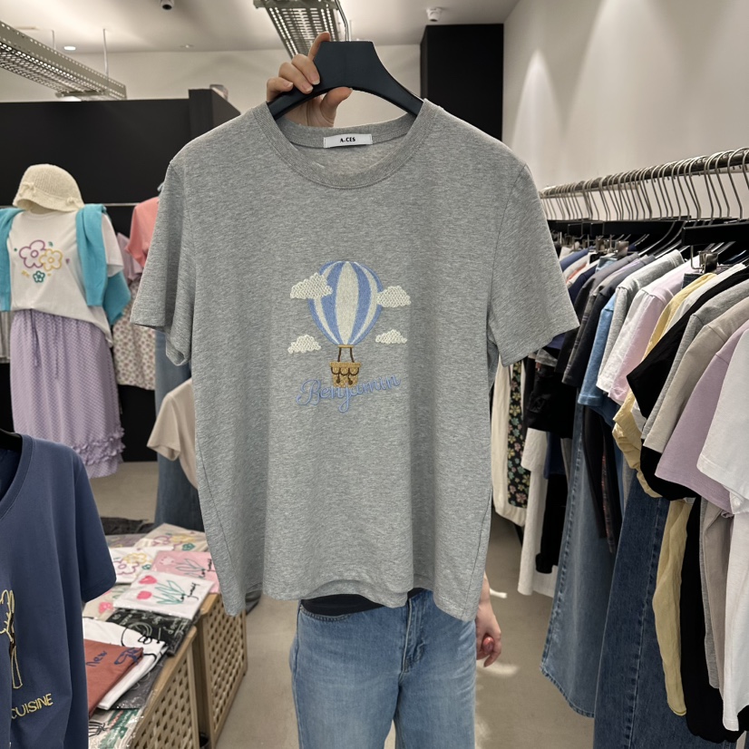 A.CES韓國直郵實拍女士新品熱賣職業推薦26春夏人氣休閑T恤A.CEST恤圖色4