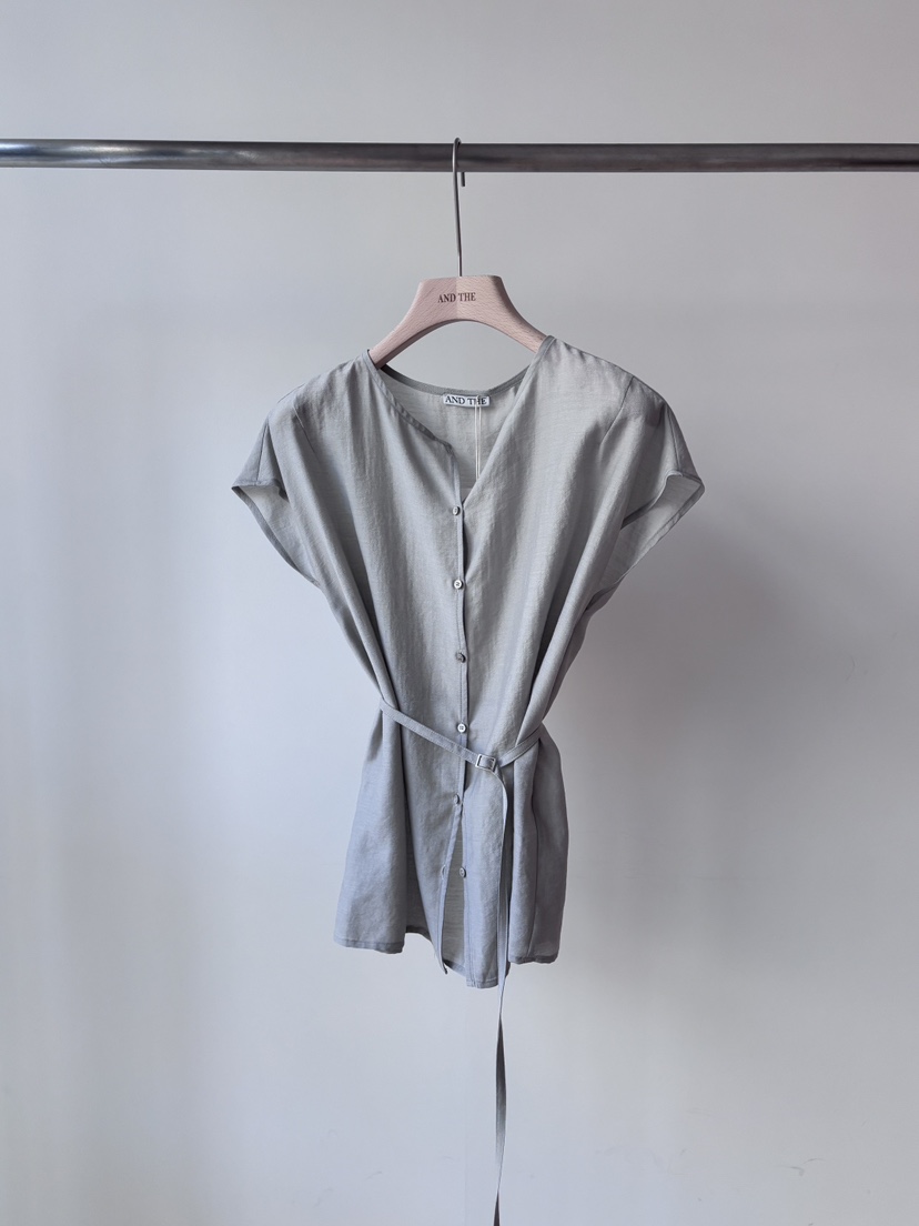 AND THE韓國代購女士新款職業26春夏推薦襯衫蕾絲衫含腰繩AND THE襯衫/蕾絲衫圖色3