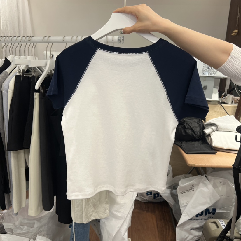 UNDERSTANDING韓國代購女士新款熱賣時尚職業T恤插肩撞色UNDERSTANDINGT恤