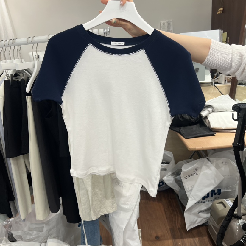 UNDERSTANDING韓國代購女士新款熱賣時尚職業T恤插肩撞色UNDERSTANDINGT恤圖色1