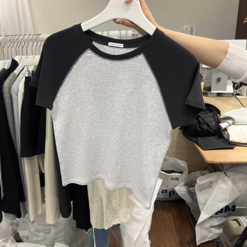 UNDERSTANDING韓國代購女士新款熱賣時尚職業T恤插肩撞色UNDERSTANDINGT恤圖色2