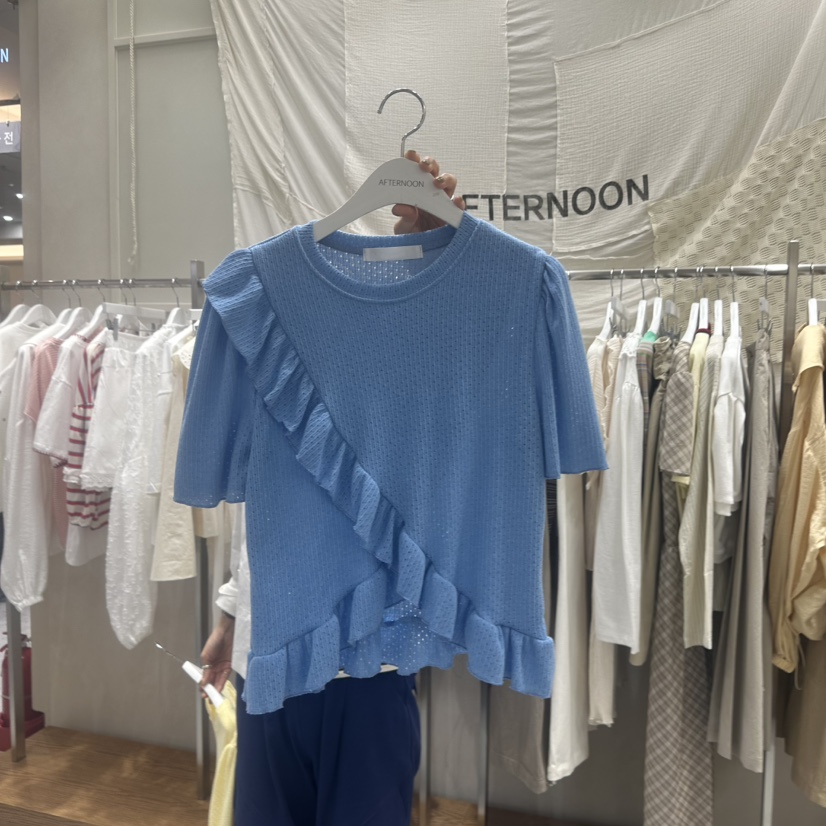 AFTERNOON韓國直郵女士新款時尚休閑26春夏推薦人氣T恤褶皺AFTERNOONT恤圖色2