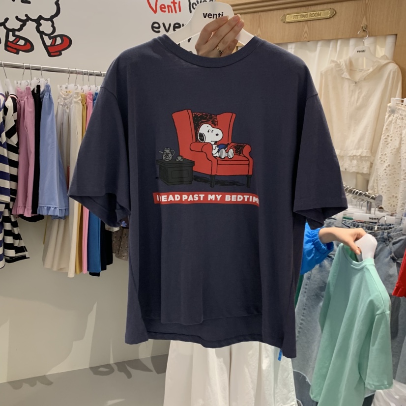 VENTI韓國代購女士新品職業人氣熱賣26春夏時尚T恤史努比VENTIT恤圖色3