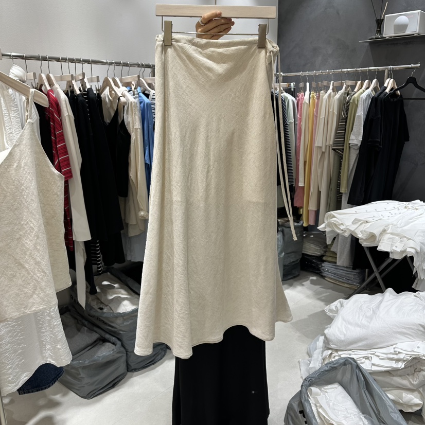 OPEN韓國代購女裝新品推薦熱賣26春夏休閑職業時尚長裙亞麻OPEN長裙