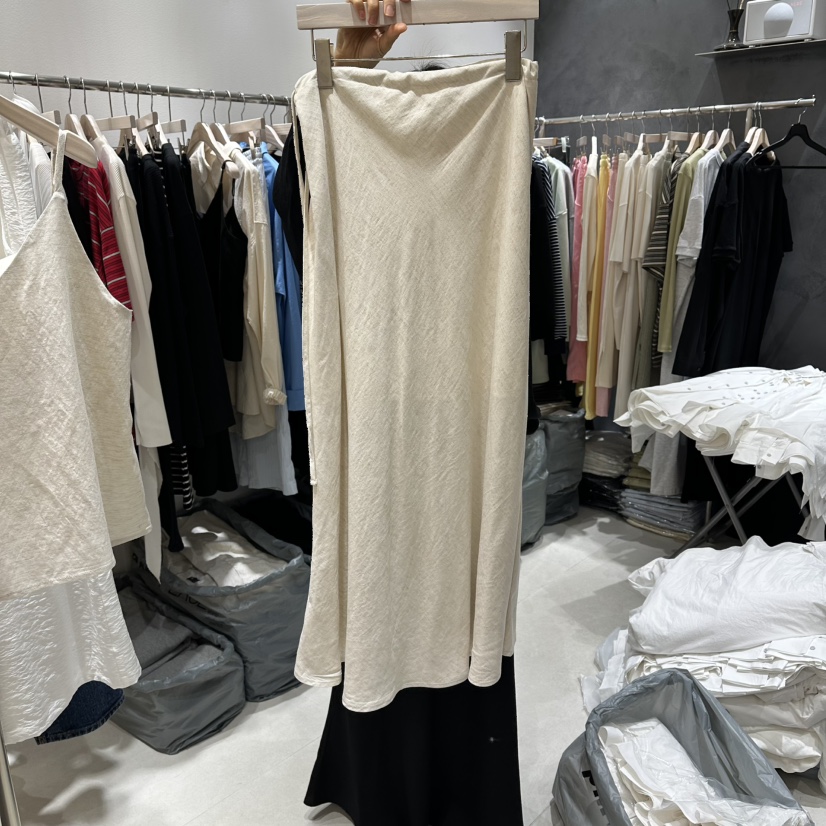 OPEN韓國代購女裝新品推薦熱賣26春夏休閑職業時尚長裙亞麻OPEN長裙圖色1