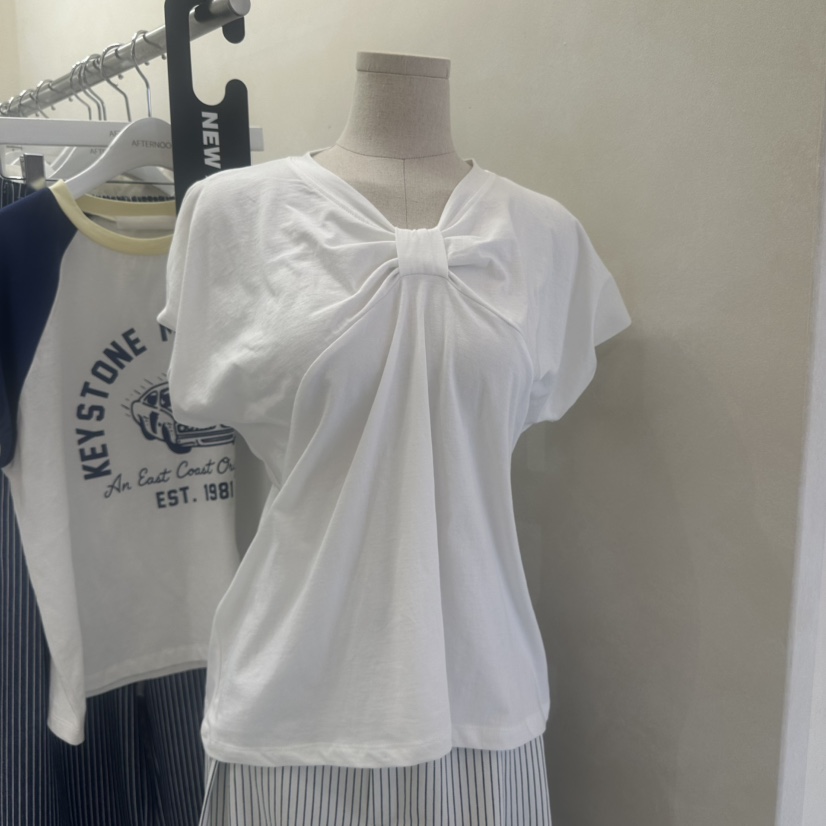 AFTERNOON韓國代購女士新品推薦26春夏職業人氣時尚T恤絲帶AFTERNOONT恤圖色1