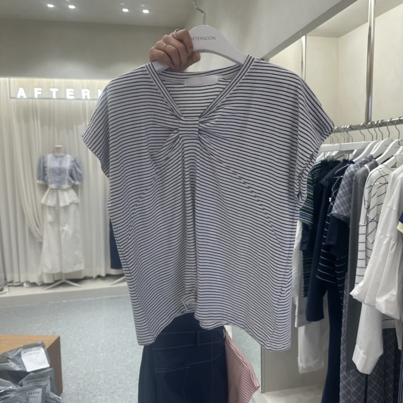 AFTERNOON韓國代購女士新品推薦26春夏職業人氣時尚T恤絲帶AFTERNOONT恤圖色2