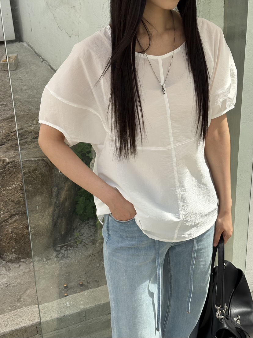 Verbena韓國直郵女裝新品熱賣推薦休閑襯衫蕾絲衫泡泡袖鏤空Verbena襯衫/蕾絲衫