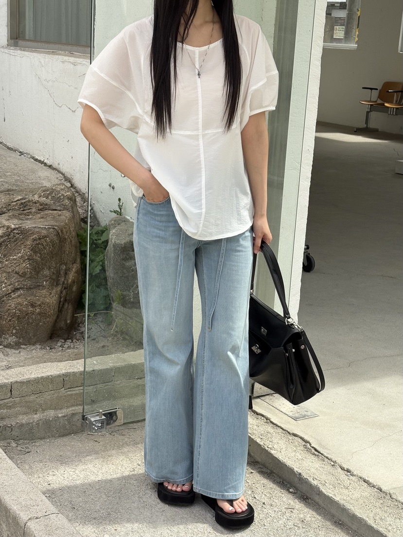 Verbena韓國直郵女裝新品熱賣推薦休閑襯衫蕾絲衫泡泡袖鏤空Verbena襯衫/蕾絲衫