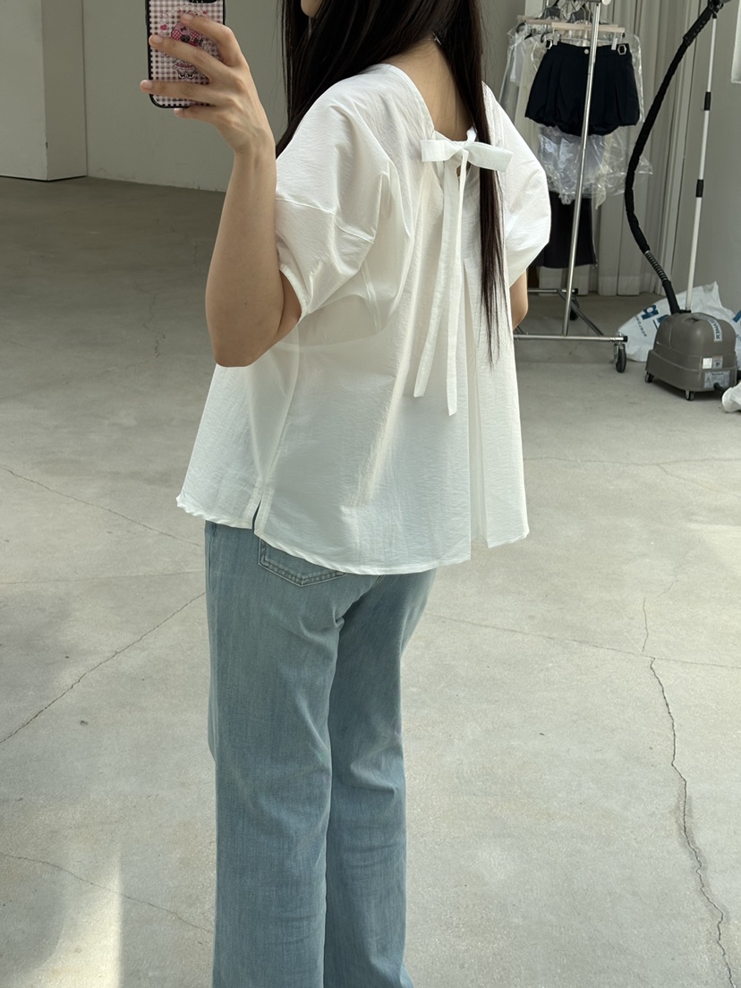 Verbena韓國直郵女裝新品熱賣推薦休閑襯衫蕾絲衫泡泡袖鏤空Verbena襯衫/蕾絲衫