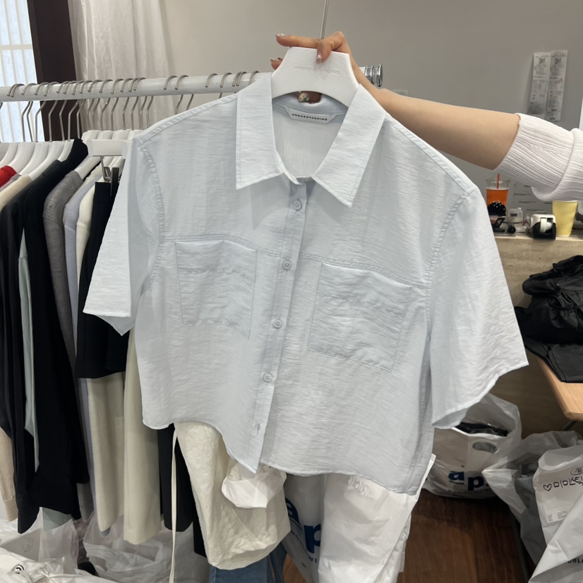 UNDERSTANDING韓國東大門直郵女士新款26春夏襯衫蕾絲衫雙口袋UNDERSTANDING襯衫/蕾絲衫圖色3