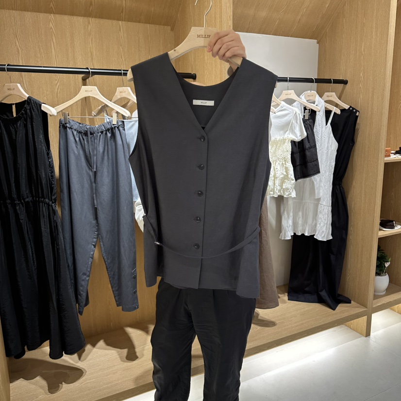 MILLIF韓國直郵女裝新品休閑真品職業26春夏人氣馬甲含腰帶MILLIF馬甲圖色2