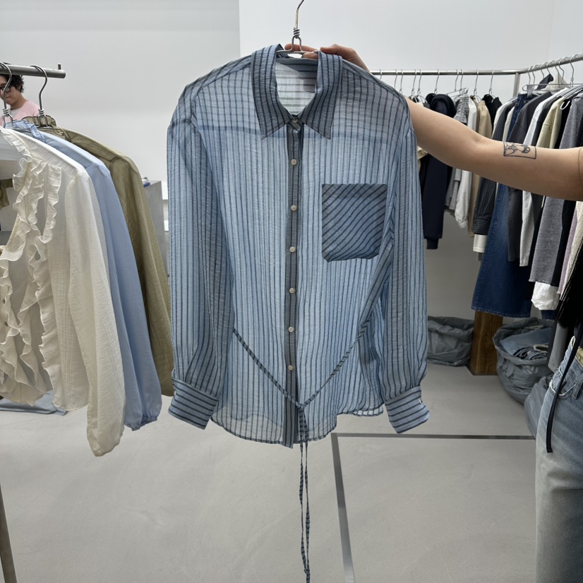 ENHANCE東大門代購女裝新品真品26春夏休閑襯衫蕾絲衫透明ENHANCE/HOPESMORE襯衫/蕾絲衫圖色2