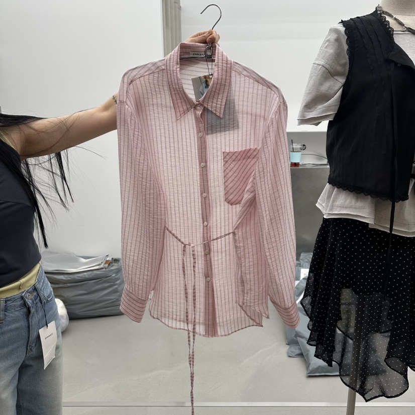 ENHANCE東大門代購女裝新品真品26春夏休閑襯衫蕾絲衫透明ENHANCE/HOPESMORE襯衫/蕾絲衫圖色3