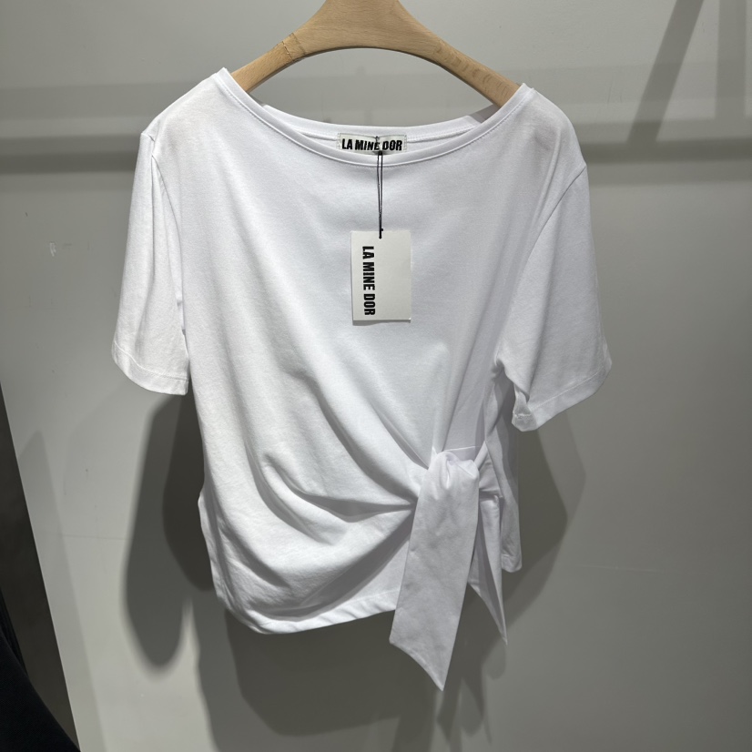 LAMINEDOR東大門實拍女裝新品熱賣職業時尚休閑推薦T恤絲帶LA MINE DORT恤圖色1