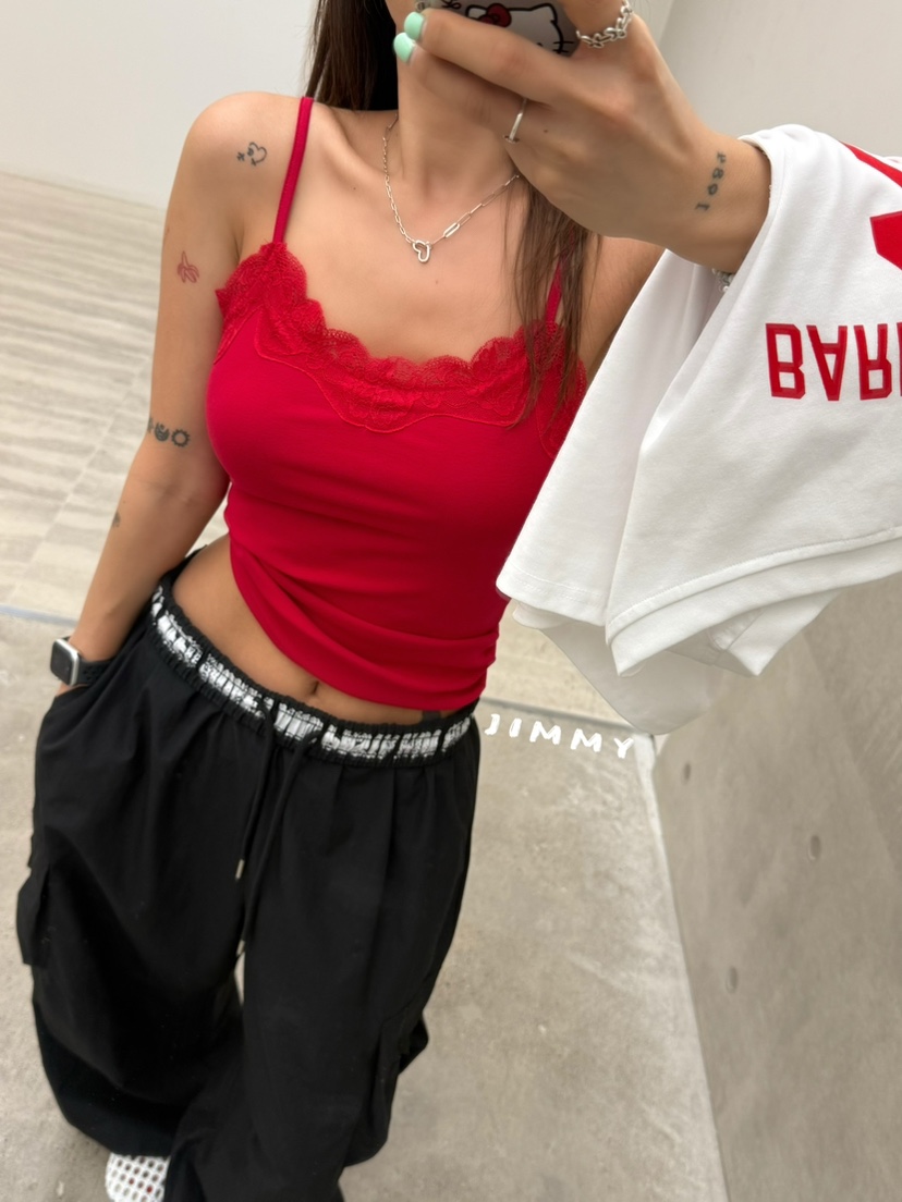 JIMMY韓國代購女裝新品人氣時尚26春夏休閑熱賣吊帶背心蕾絲JIMMY/REMAKE吊帶/背心