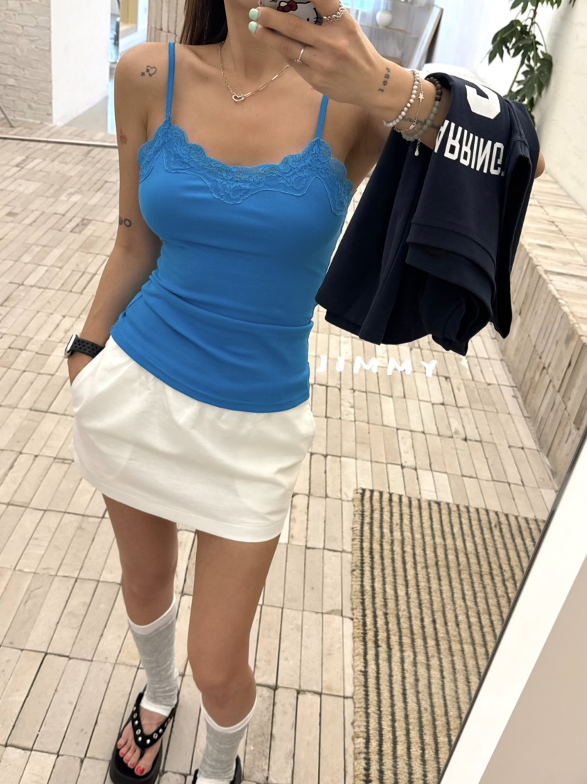 JIMMY韓國代購女裝新品人氣時尚26春夏休閑熱賣吊帶背心蕾絲JIMMY/REMAKE吊帶/背心