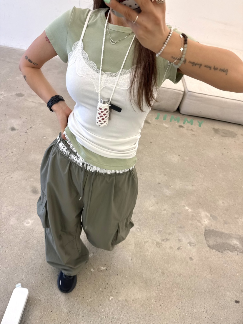 JIMMY韓國代購女裝新品人氣時尚26春夏休閑熱賣吊帶背心蕾絲JIMMY/REMAKE吊帶/背心