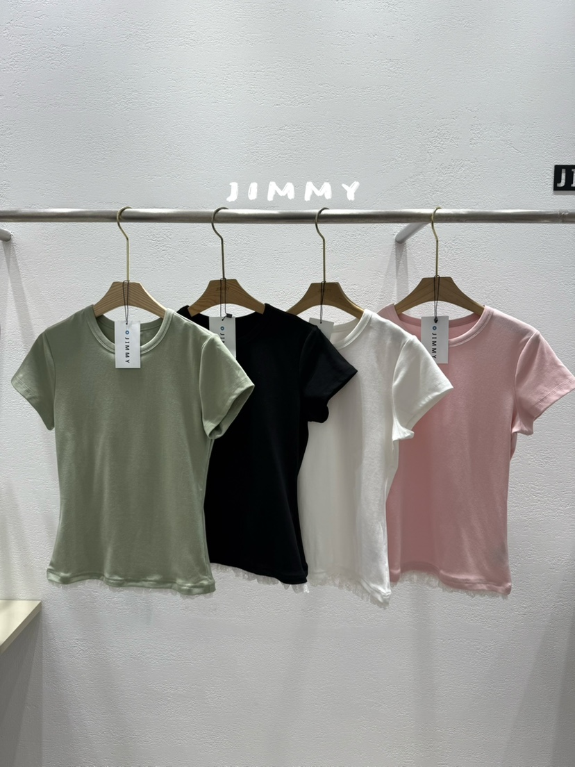 JIMMY韓國直郵女裝新品休閑熱賣人氣推薦26春夏時尚T恤蕾絲JIMMY/REMAKET恤