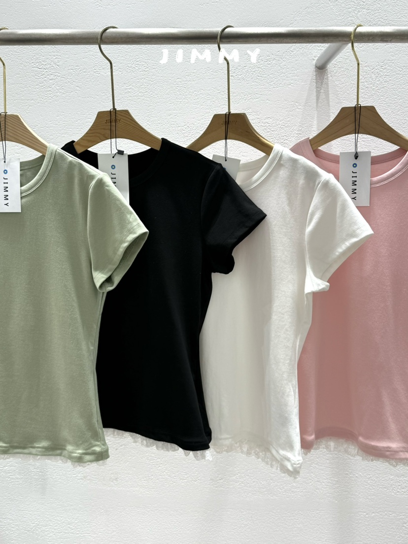 JIMMY韓國直郵女裝新品休閑熱賣人氣推薦26春夏時尚T恤蕾絲JIMMY/REMAKET恤