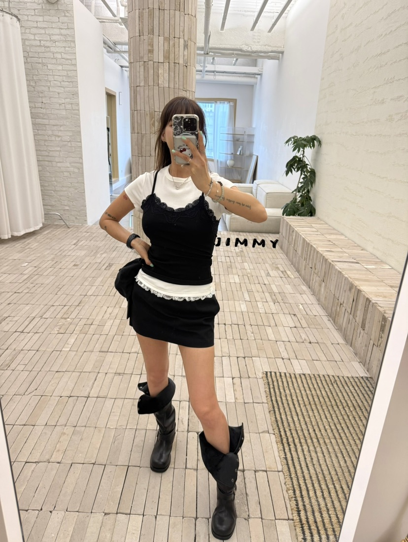 JIMMY韓國直郵女裝新品休閑熱賣人氣推薦26春夏時尚T恤蕾絲JIMMY/REMAKET恤