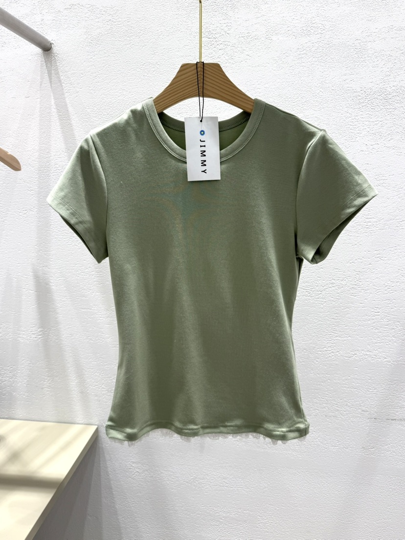 JIMMY韓國直郵女裝新品休閑熱賣人氣推薦26春夏時尚T恤蕾絲JIMMY/REMAKET恤圖色1