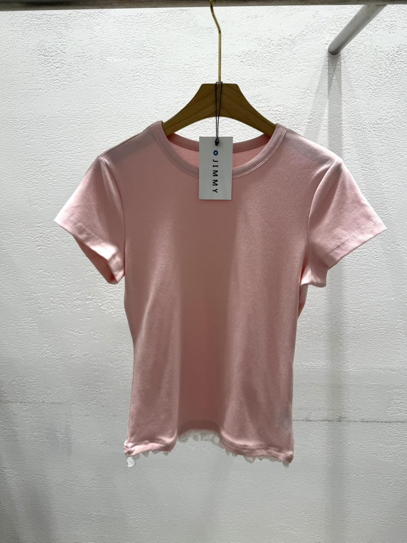 JIMMY韓國直郵女裝新品休閑熱賣人氣推薦26春夏時尚T恤蕾絲JIMMY/REMAKET恤圖色2