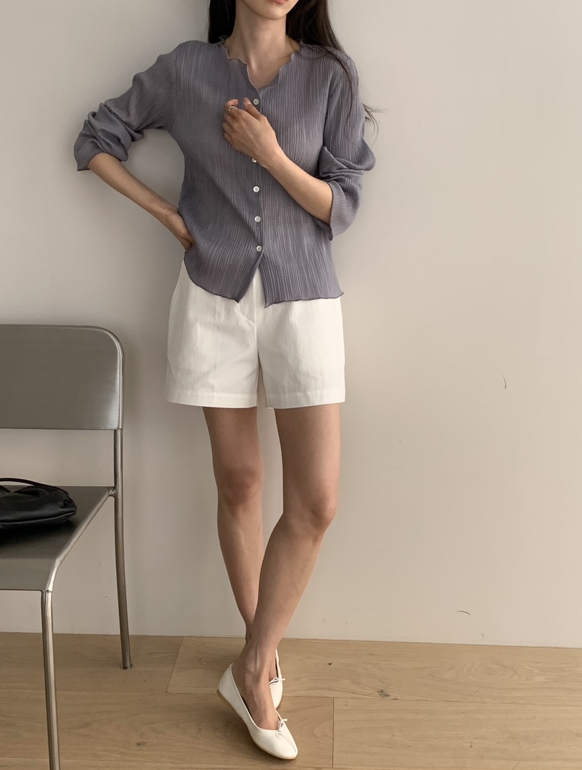 NOTICE韓國直郵女裝新款26春夏休閑熱賣襯衫蕾絲衫褶裥開衫NOTICE襯衫/蕾絲衫