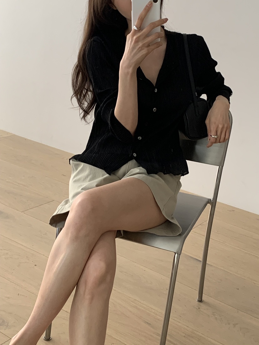 NOTICE韓國直郵女裝新款26春夏休閑熱賣襯衫蕾絲衫褶裥開衫NOTICE襯衫/蕾絲衫