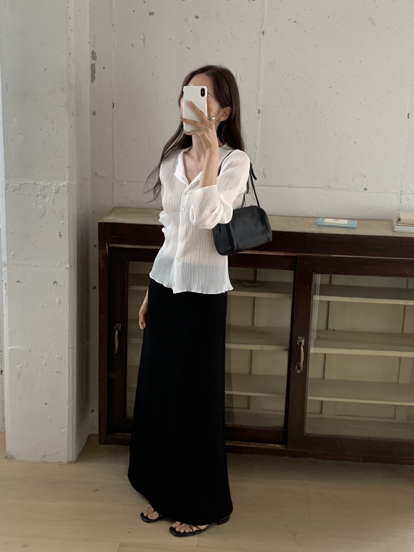 NOTICE韓國直郵女裝新款26春夏休閑熱賣襯衫蕾絲衫褶裥開衫NOTICE襯衫/蕾絲衫