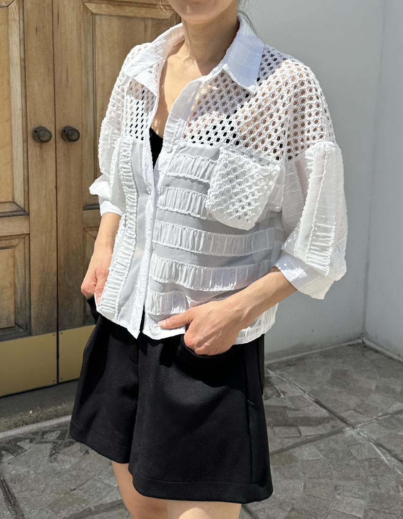 CLASSY-O韓國直郵實拍女士新款人氣職業休閑襯衫蕾絲衫透明CLASSY-O襯衫/蕾絲衫