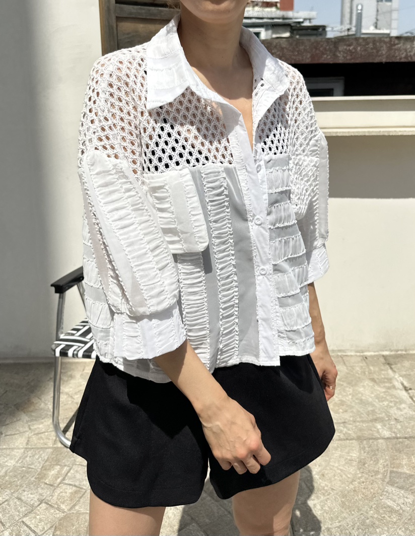 CLASSY-O韓國直郵實拍女士新款人氣職業休閑襯衫蕾絲衫透明CLASSY-O襯衫/蕾絲衫