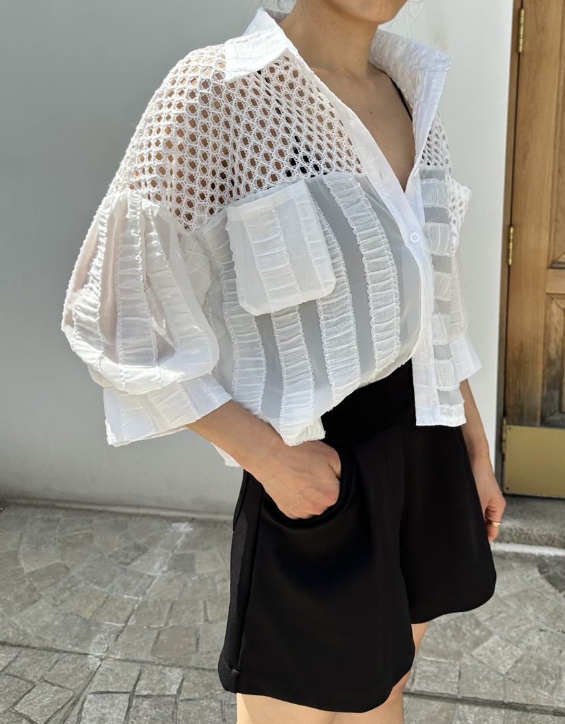 CLASSY-O韓國直郵實拍女士新款人氣職業休閑襯衫蕾絲衫透明CLASSY-O襯衫/蕾絲衫