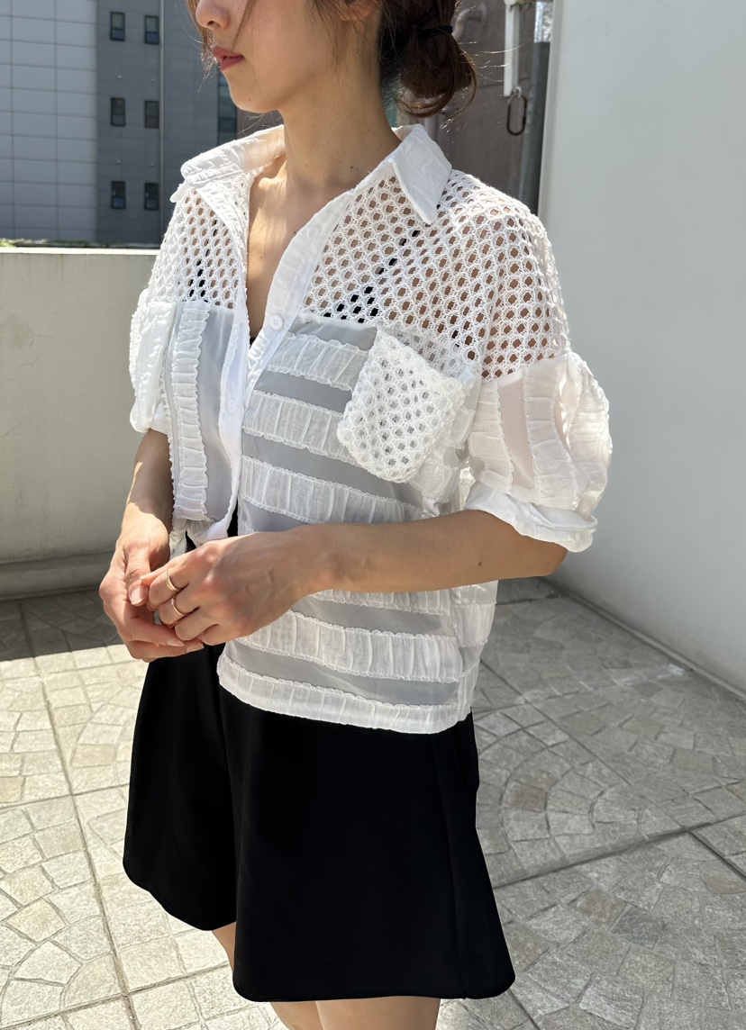 CLASSY-O韓國直郵實拍女士新款人氣職業休閑襯衫蕾絲衫透明CLASSY-O襯衫/蕾絲衫