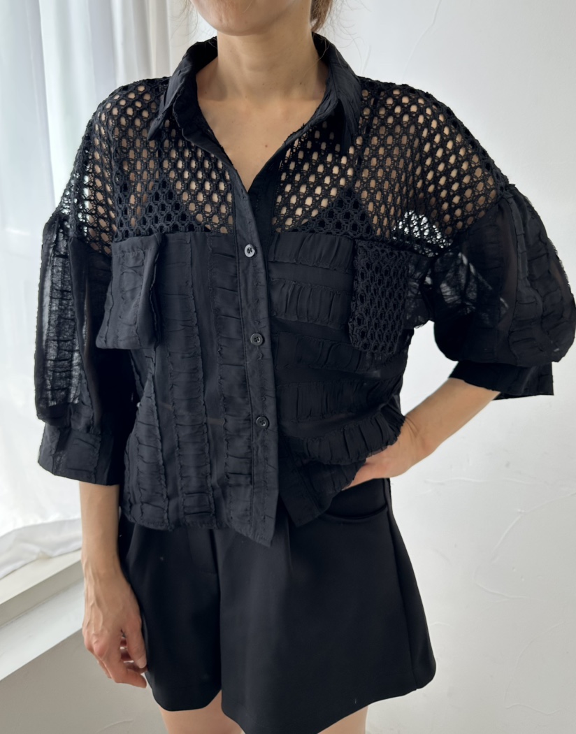 CLASSY-O韓國直郵實拍女士新款人氣職業休閑襯衫蕾絲衫透明CLASSY-O襯衫/蕾絲衫