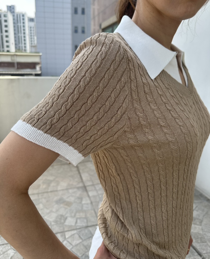 CLASSY-O韓國東大門代購女裝新款人氣針織衫麻花針織撞色CLASSY-O針織衫