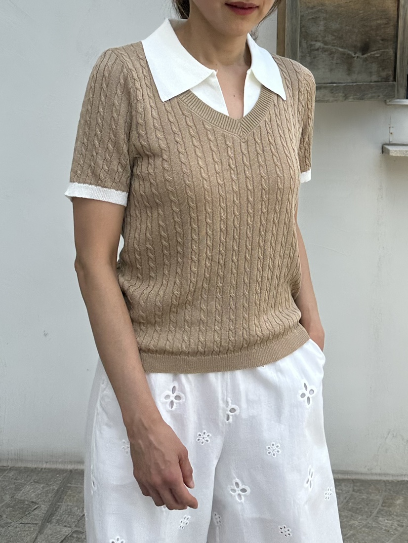 CLASSY-O韓國東大門代購女裝新款人氣針織衫麻花針織撞色CLASSY-O針織衫