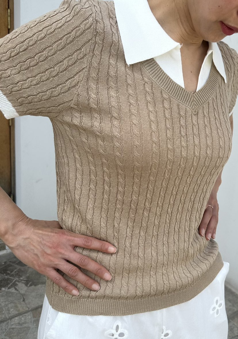 CLASSY-O韓國東大門代購女裝新款人氣針織衫麻花針織撞色CLASSY-O針織衫