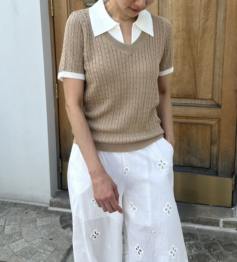 CLASSY-O韓國東大門代購女裝新款人氣針織衫麻花針織撞色CLASSY-O針織衫