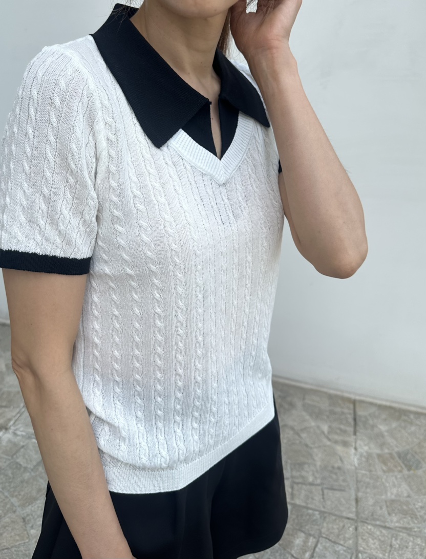 CLASSY-O韓國東大門代購女裝新款人氣針織衫麻花針織撞色CLASSY-O針織衫