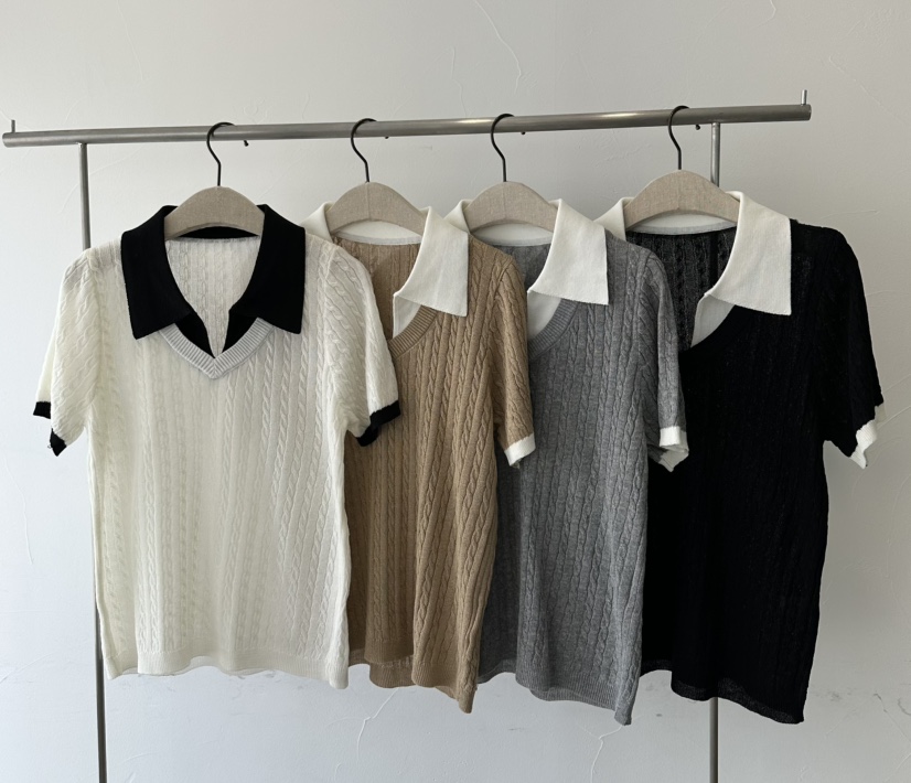 CLASSY-O韓國東大門代購女裝新款人氣針織衫麻花針織撞色CLASSY-O針織衫圖色4左四色