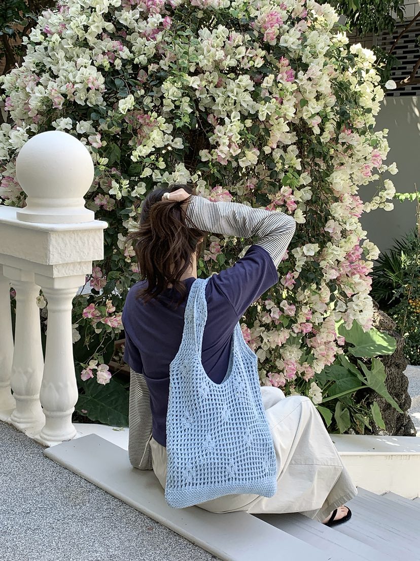 POSH BLUE韓國直郵女裝新品職業推薦單肩斜跨包網狀花朵POSH BLUE單肩/斜跨包