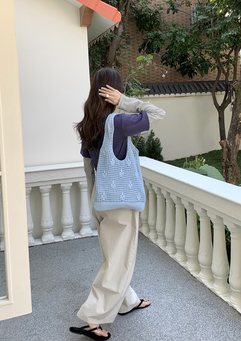 POSH BLUE韓國直郵女裝新品職業推薦單肩斜跨包網狀花朵POSH BLUE單肩/斜跨包