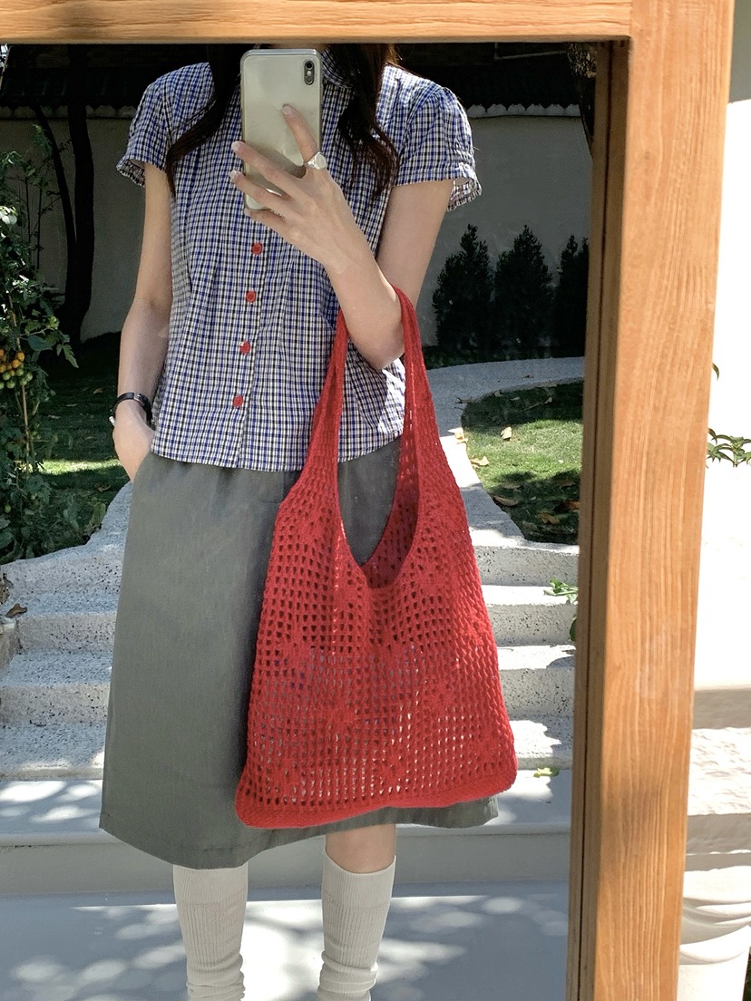 POSH BLUE韓國直郵女裝新品職業推薦單肩斜跨包網狀花朵POSH BLUE單肩/斜跨包圖色1